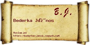 Bederka János névjegykártya